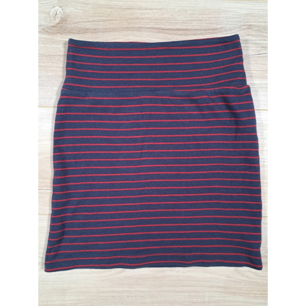 Forever 21 Navy‎ Blue Red Striped Cotton Mini Skirt Womens Medium Bodycon Casual